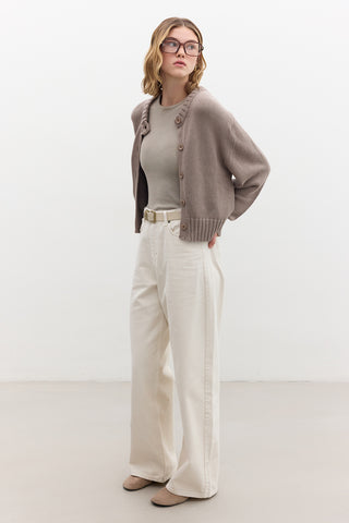 Cotton Knit Cardigan Mink