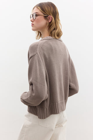 Cotton Knit Cardigan Mink
