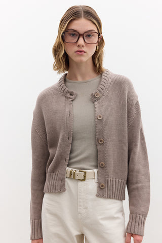 Cotton Knit Cardigan Mink