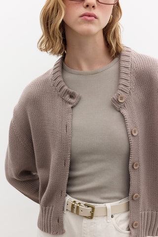 Cotton Knit Cardigan Mink