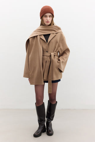 Shawl Collar Cachet Coat Camel