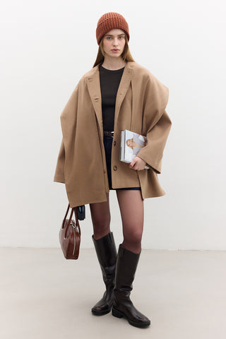 Shawl Collar Cachet Coat Camel