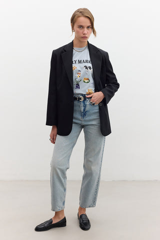 Klasik Düğmeli Blazer Siyah