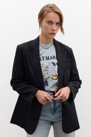 Klasik Düğmeli Blazer Siyah