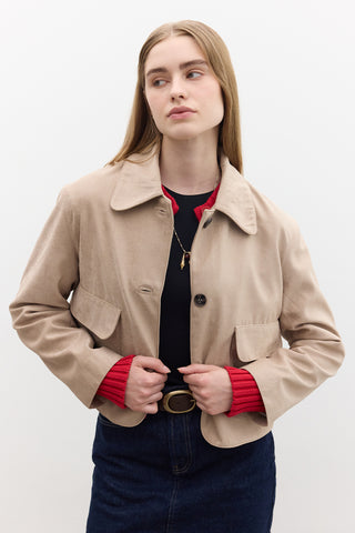 Faux Suede Short Jacket Sand
