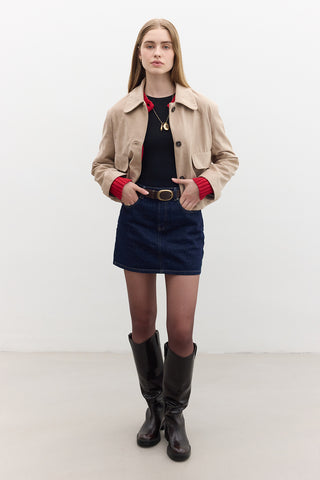 Faux Suede Short Jacket Sand