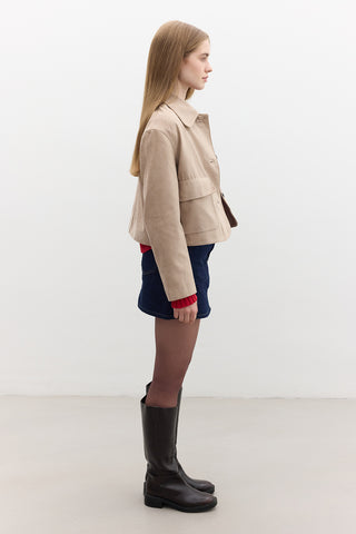 Faux Suede Short Jacket Sand