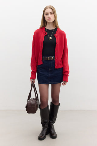 Cotton Knit Cardigan Red