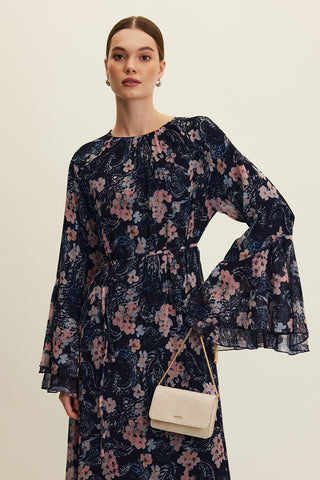 Ruffled Chiffon Dress Floral