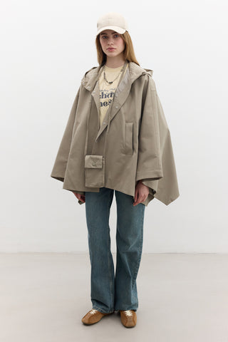 Cape Trench Coat With Bag Detail Pistachio