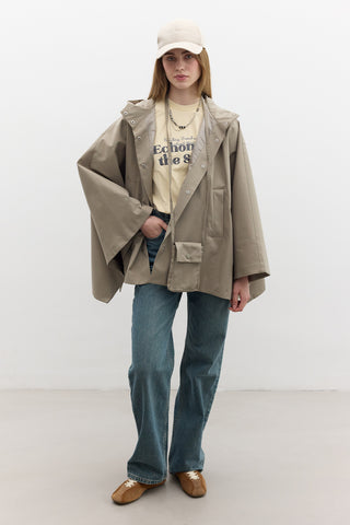 Cape Trench Coat With Bag Detail Pistachio