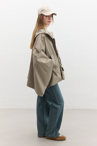Cape Trench Coat With Bag Detail Pistachio