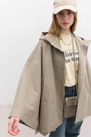 Cape Trench Coat With Bag Detail Pistachio