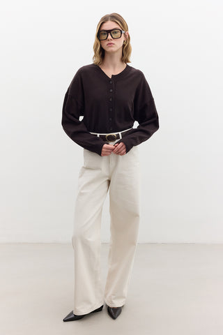 Oversized Soft Knit Cardigan Brown