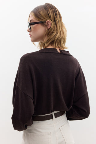 Oversized Soft Knit Cardigan Brown