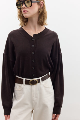 Oversized Soft Knit Cardigan Brown