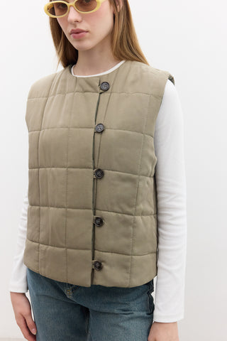 Quilted Fitted Short Vest Green