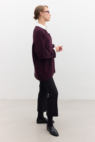 V Neck Knit Sweater Damson