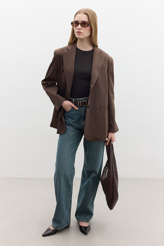 Classic Buttoned Blazer Brown