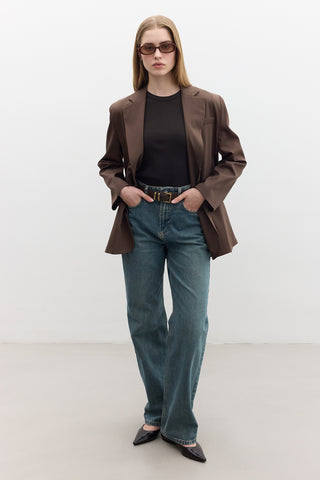 Classic Buttoned Blazer Brown