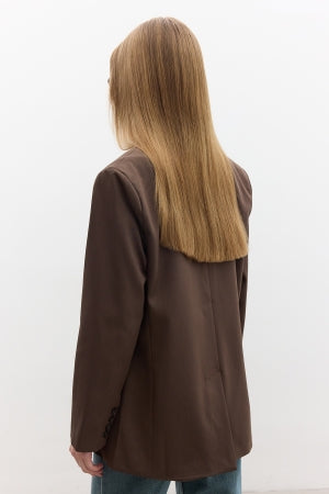 Classic Buttoned Blazer Brown