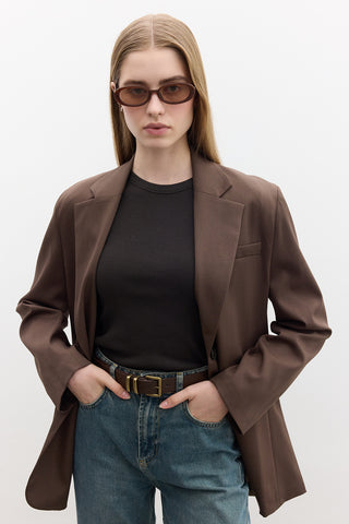 Classic Buttoned Blazer Brown