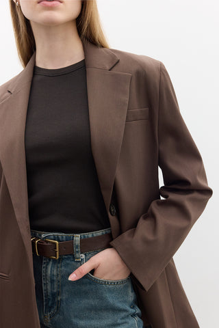Classic Buttoned Blazer Brown