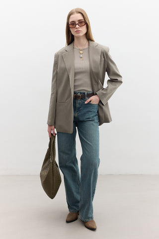 Klasik Düğmeli Blazer Yeşil