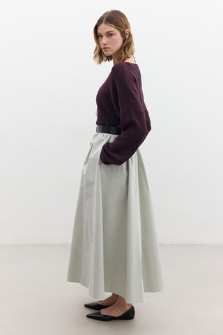 Oversized Draped Cotton Sweater Purple