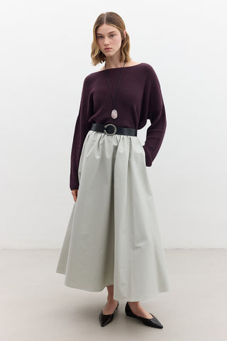 Oversized Draped Cotton Sweater Purple