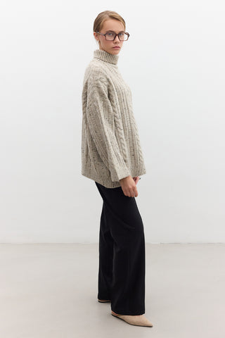 Turtleneck Knit Sweater Beige
