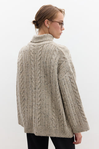 Turtleneck Knit Sweater Beige