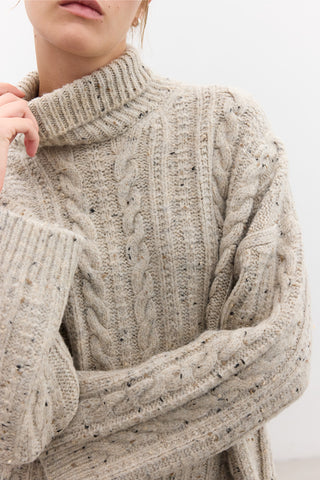 Turtleneck Knit Sweater Beige