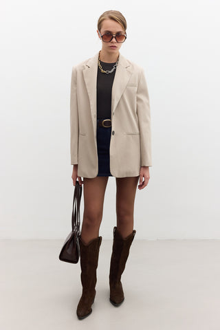 Classic Buttoned Blazer Stone