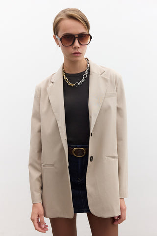 Classic Buttoned Blazer Stone