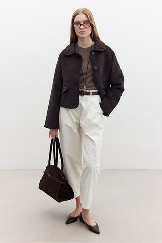 Quilted Velvet Jacket Brown