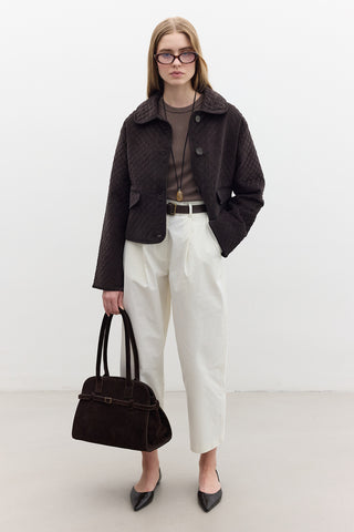 Quilted Velvet Jacket Brown