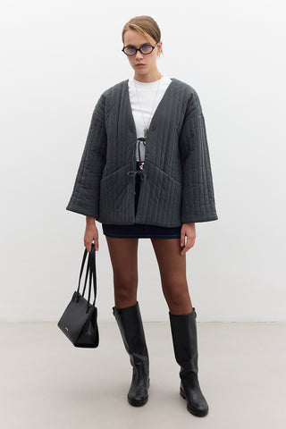 Quilted Belted Jacket Anthracite