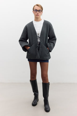 Quilted Belted Jacket Anthracite