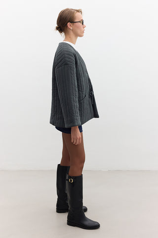 Quilted Belted Jacket Anthracite