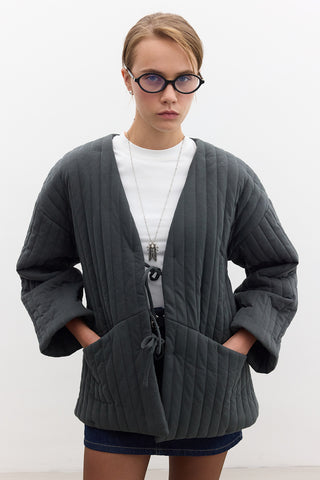 Quilted Belted Jacket Anthracite