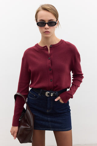Soft Knit Cardigan Burgundy
