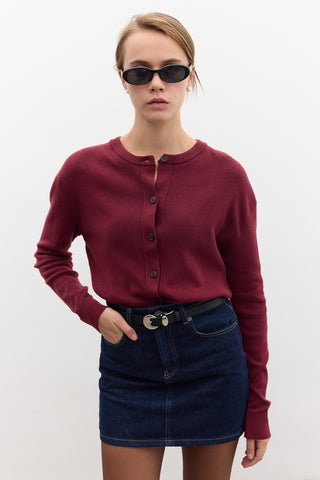 Soft Knit Cardigan Burgundy