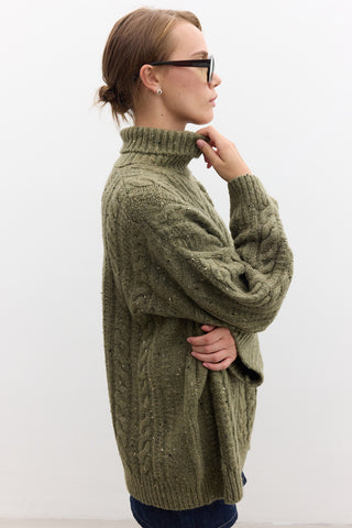 Turtleneck Knit Sweater Green