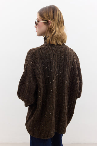 Turtleneck Knit Sweater Brown