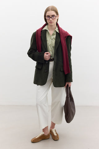 Ribbed Velvet Blazer Khaki