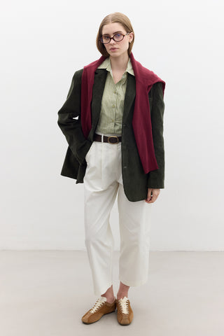 Ribbed Velvet Blazer Khaki