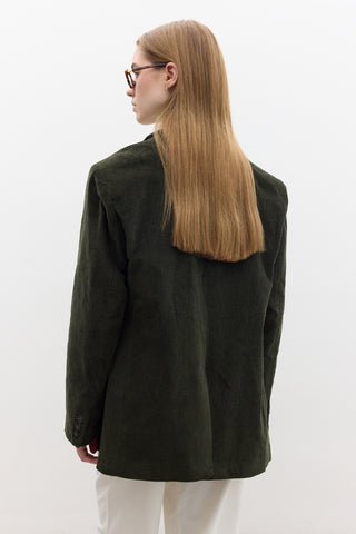 Ribbed Velvet Blazer Khaki