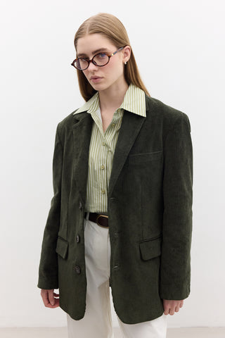 Ribbed Velvet Blazer Khaki