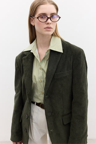 Ribbed Velvet Blazer Khaki